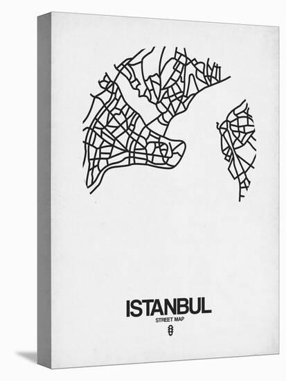 Istanbul Street Map White-NaxArt-Stretched Canvas