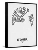 Istanbul Street Map White-NaxArt-Framed Stretched Canvas