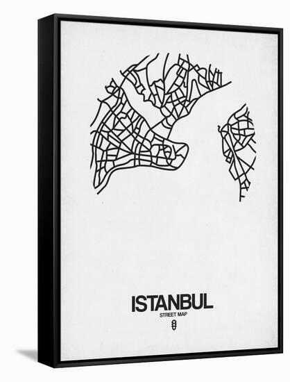 Istanbul Street Map White-NaxArt-Framed Stretched Canvas