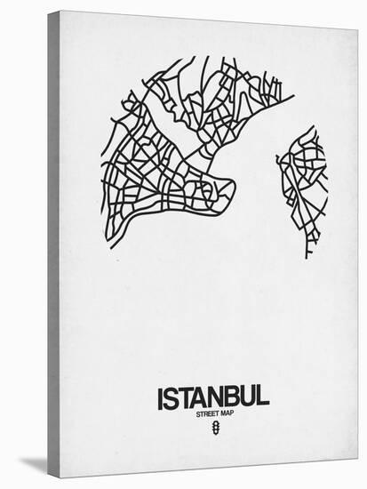 Istanbul Street Map White-NaxArt-Stretched Canvas