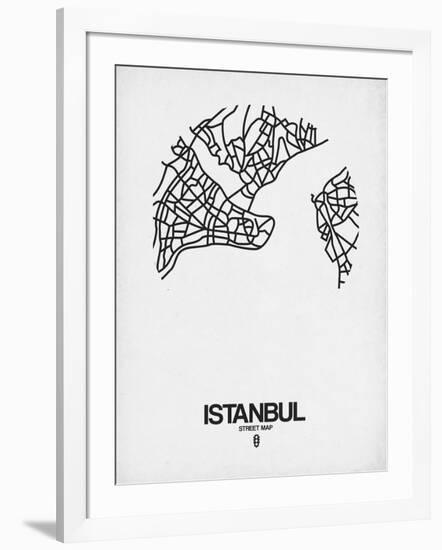 Istanbul Street Map White-NaxArt-Framed Art Print