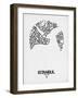 Istanbul Street Map White-NaxArt-Framed Art Print