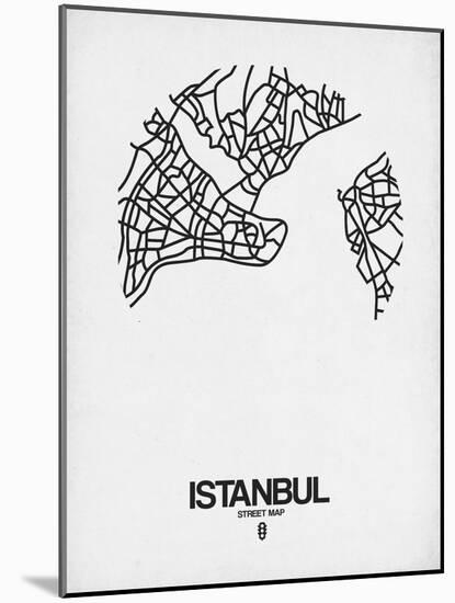 Istanbul Street Map White-NaxArt-Mounted Art Print