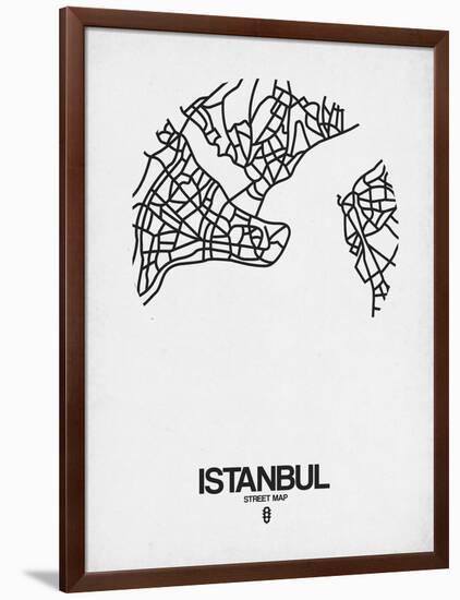 Istanbul Street Map White-NaxArt-Framed Art Print
