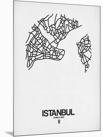 Istanbul Street Map White-NaxArt-Mounted Art Print