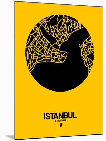 Istanbul Street Map Yellow-NaxArt-Mounted Art Print