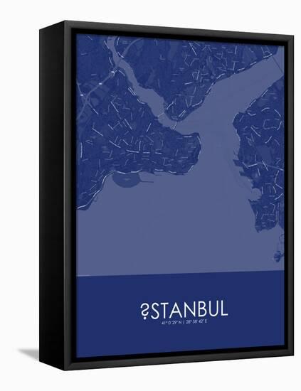 Istanbul, Turkey Blue Map-null-Framed Stretched Canvas