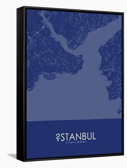 Istanbul, Turkey Blue Map-null-Framed Stretched Canvas