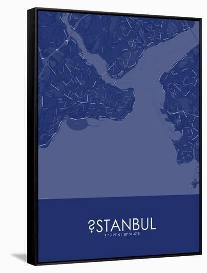 Istanbul, Turkey Blue Map-null-Framed Stretched Canvas