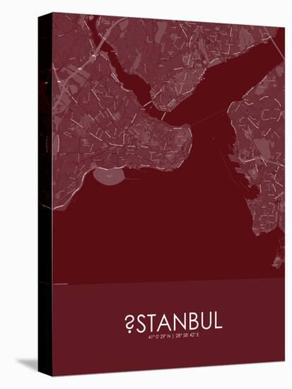 Istanbul, Turkey Red Map-null-Stretched Canvas