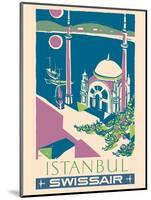 Istanbul, Turkey - Swissair - Ortaköy Mosque - Vintage Airline Travel Poster, 1951-Henri Ott-Mounted Art Print