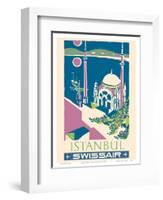 Istanbul, Turkey - Swissair - Ortakoy Mosque-Henri Ott-Framed Art Print