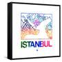 Istanbul Watercolor Street Map-NaxArt-Framed Stretched Canvas
