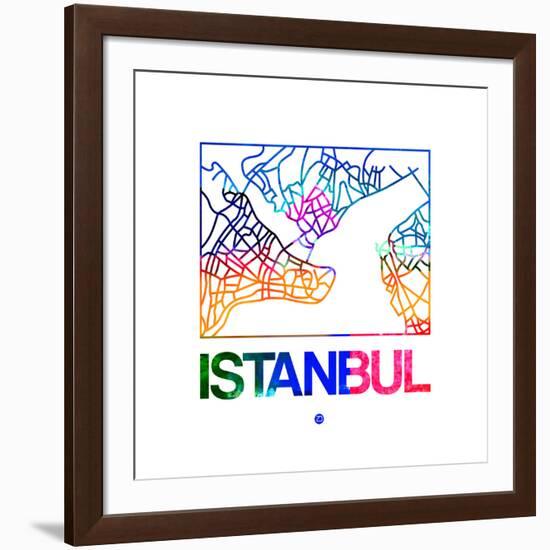 Istanbul Watercolor Street Map-NaxArt-Framed Art Print