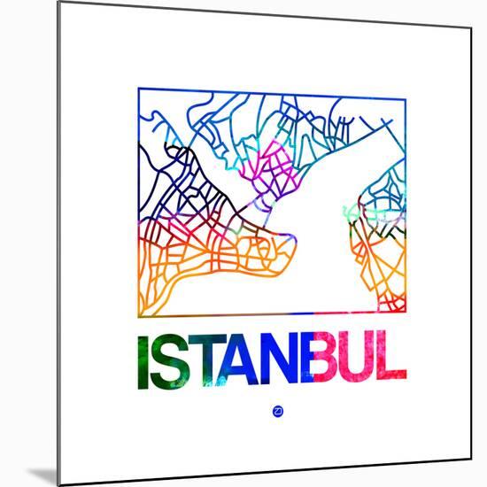Istanbul Watercolor Street Map-NaxArt-Mounted Art Print