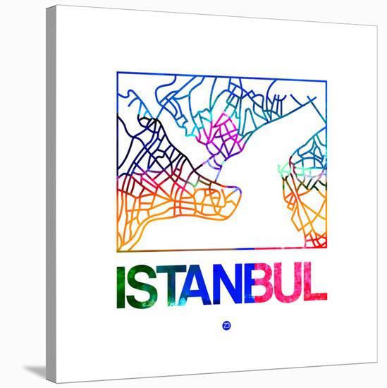 Istanbul Watercolor Street Map-NaxArt-Stretched Canvas