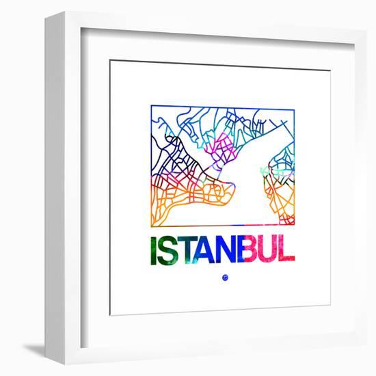 Istanbul Watercolor Street Map-NaxArt-Framed Art Print