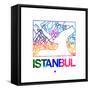 Istanbul Watercolor Street Map-NaxArt-Framed Stretched Canvas