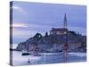 Istria, Rovinj, Harbor View with Cathedral of St, Euphemia, Croatia-Walter Bibikow-Stretched Canvas