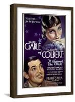 It Happened One Night, Clark Gable, Claudette Colbert, 1934-null-Framed Art Print