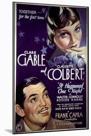 It Happened One Night, Clark Gable, Claudette Colbert, 1934-null-Mounted Art Print