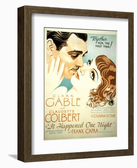 It Happened One Night, Clark Gable, Claudette Colbert, 1934-null-Framed Art Print