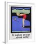 It Makes You Go...Drink Milk! Advertising Poster with Diver-null-Framed Giclee Print