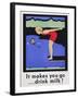 It Makes You Go...Drink Milk! Advertising Poster with Diver-null-Framed Giclee Print