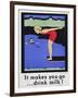 It Makes You Go...Drink Milk! Advertising Poster with Diver-null-Framed Giclee Print