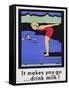 It Makes You Go...Drink Milk! Advertising Poster with Diver-null-Framed Stretched Canvas