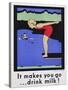 It Makes You Go...Drink Milk! Advertising Poster with Diver-null-Stretched Canvas