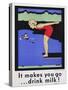 It Makes You Go...Drink Milk! Advertising Poster with Diver-null-Stretched Canvas