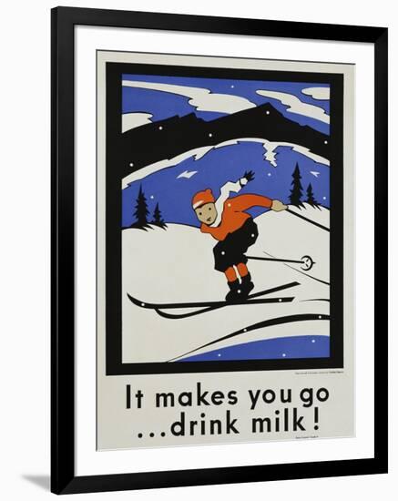 It Makes You Go...Drink Milk! Advertising Poster-null-Framed Giclee Print