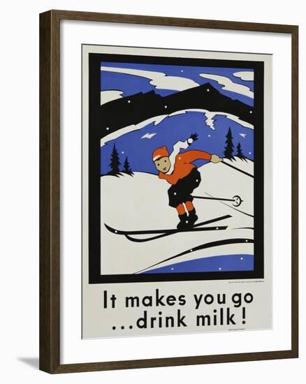 It Makes You Go...Drink Milk! Advertising Poster-null-Framed Giclee Print