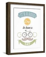 It'S A Good Day To Have A Good Day - Typographical Illustration Bicycle Poster-Melindula-Framed Art Print