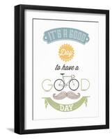 It'S A Good Day To Have A Good Day - Typographical Illustration Bicycle Poster-Melindula-Framed Art Print