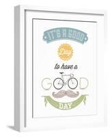 It'S A Good Day To Have A Good Day - Typographical Illustration Bicycle Poster-Melindula-Framed Art Print