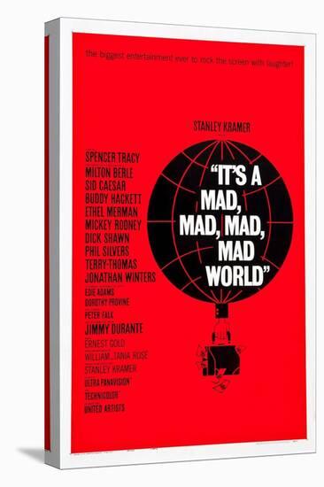 IT'S A MAD, MAD, MAD, MAD WORLD, poster art, 1963.-null-Stretched Canvas