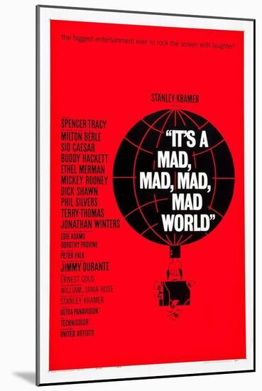 IT'S A MAD, MAD, MAD, MAD WORLD, poster art, 1963.-null-Mounted Art Print