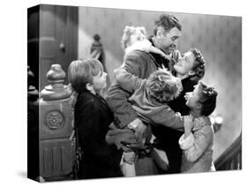It's a Wonderful Life, Larry Simms, Jimmy Hawkins, James Stewart, Donna Reed, Karolyn Grimes, 1946-null-Stretched Canvas