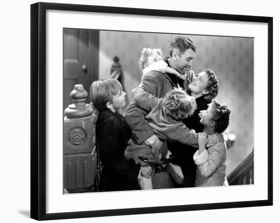 It's a Wonderful Life, Larry Simms, Jimmy Hawkins, James Stewart, Donna Reed, Karolyn Grimes, 1946-null-Framed Photo