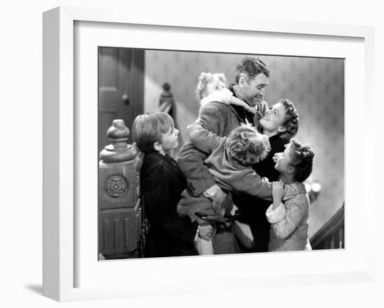 It's a Wonderful Life, Larry Simms, Jimmy Hawkins, James Stewart, Donna Reed, Karolyn Grimes, 1946-null-Framed Photo