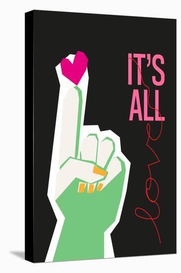 It's All Love Hand Grey-Frances Collett-Stretched Canvas