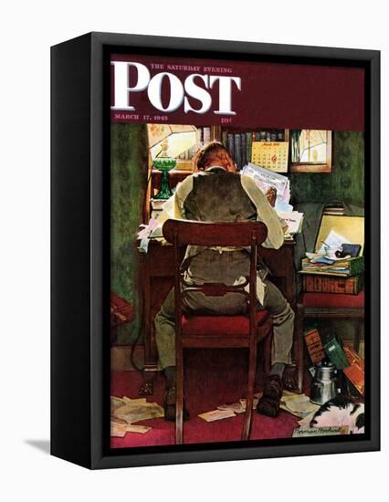 "It's Income Tax Time Again!" Saturday Evening Post Cover, March 17,1945-Norman Rockwell-Framed Stretched Canvas