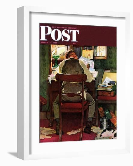 "It's Income Tax Time Again!" Saturday Evening Post Cover, March 17,1945-Norman Rockwell-Framed Giclee Print