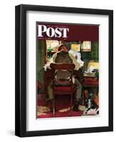 "It's Income Tax Time Again!" Saturday Evening Post Cover, March 17,1945-Norman Rockwell-Framed Premium Giclee Print