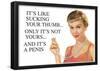 It's Like Sucking Your Thumb Only It's Not Yours And It's a Penis Funny Art Poster Print-null-Framed Poster