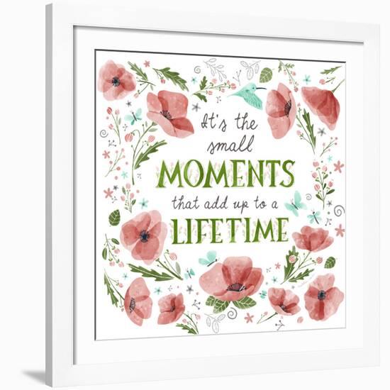 It's the Small Moments on White-Heather Rosas-Framed Art Print