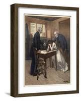 It Was David?S Knife - She Recognised it Immediately (Colour Litho)-Dudley Hardy-Framed Giclee Print