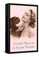 It Would Please Me to Be Your Valentine Couple Smooching-null-Framed Stretched Canvas